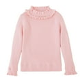 thumbnail image 2 of NAISIBABY Girls Sweater 10T, Pullover Ruffles Pearls Crewneck Long Sleeve Fall Winter Dressy Knitted Tops Pink(2-13T), 2 of 3