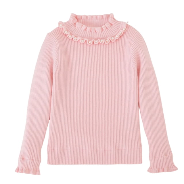 YUNAFFT Chandail à Col Montant pour Filles Orné de Perles Col Rabattu Manches Longues Col Rond Classique Élégant