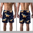 thumbnail image 3 of luoweisi Men's Beach Shorts Quick Dry Swim Trunks with Mesh Lining Cartoon Dinosaur L, 3 of 5