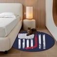 thumbnail image 2 of Small Round Rug 3Ft Washable Non-Slip, Navy Blue Hockey American Flag Circle Area Rugs for Living Room Bedroom, Vintage Abstract US Flag Indoor Floor Mats Carpet Runner for Home Decor, 2 of 8