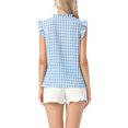 thumbnail image 3 of INSPIRE CHIC Womens Tank Tops Plaid Ruffle Sleeve Smocked V Neck Cute Sleeveless Blouse M Blue, 3 of 5