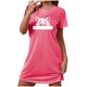 thumbnail image 2 of Camisón corto de talla grande para mujer, camisón de manga corta con estampado de pecho a la moda, camisón para mujer, 2 of 5