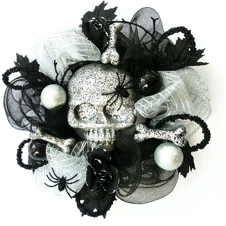 Halloween Skull Mesh Wreath. - Walmart.com