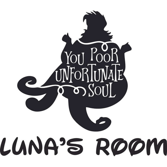 Ursula Unfortunate Soul Cartoon Customized Wall Decal - Custom Vinyl Wall Art - Personalized Name - Baby Girls Boys Kids Bedroom Wall Decal Room Decor Wall Stickers Decoration Size (30x30 inch)