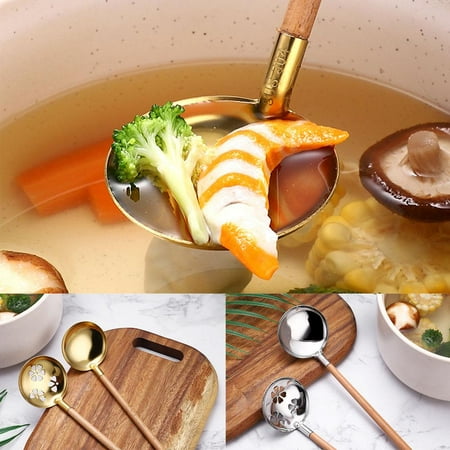 

Zhaomeidaxi Stainless Steel Soup Ladle Colander Spoon Kitchen Filter Spoon Oil Filter Skimmer Strainer Colander Ladle