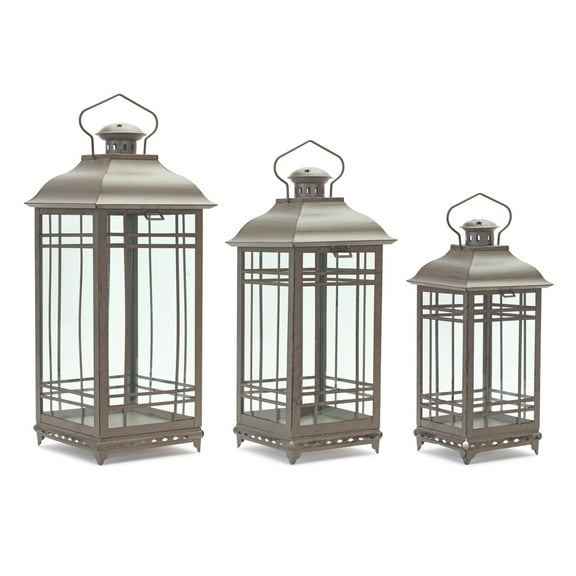 Metal Lantern Set 3: Rustic Decor - Indoor Outdoor Use - Various Sizes - 20", 17", 14" Tall