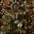 thumbnail image 5 of 8-Piece Black and Gold Christmas Ornament Set, Foam Ball Decorations with Glitter and Sequins, Festive Hanging Tree Décor, 5 of 6