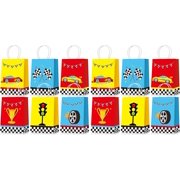 24 Pieces Race Car Party Favor Bags Car Birthday Party Supplies Goodie Gift Treat Bags with Handles for Checkered Flag Race Theme Two Fast Birthday Decorations Boy Gifts