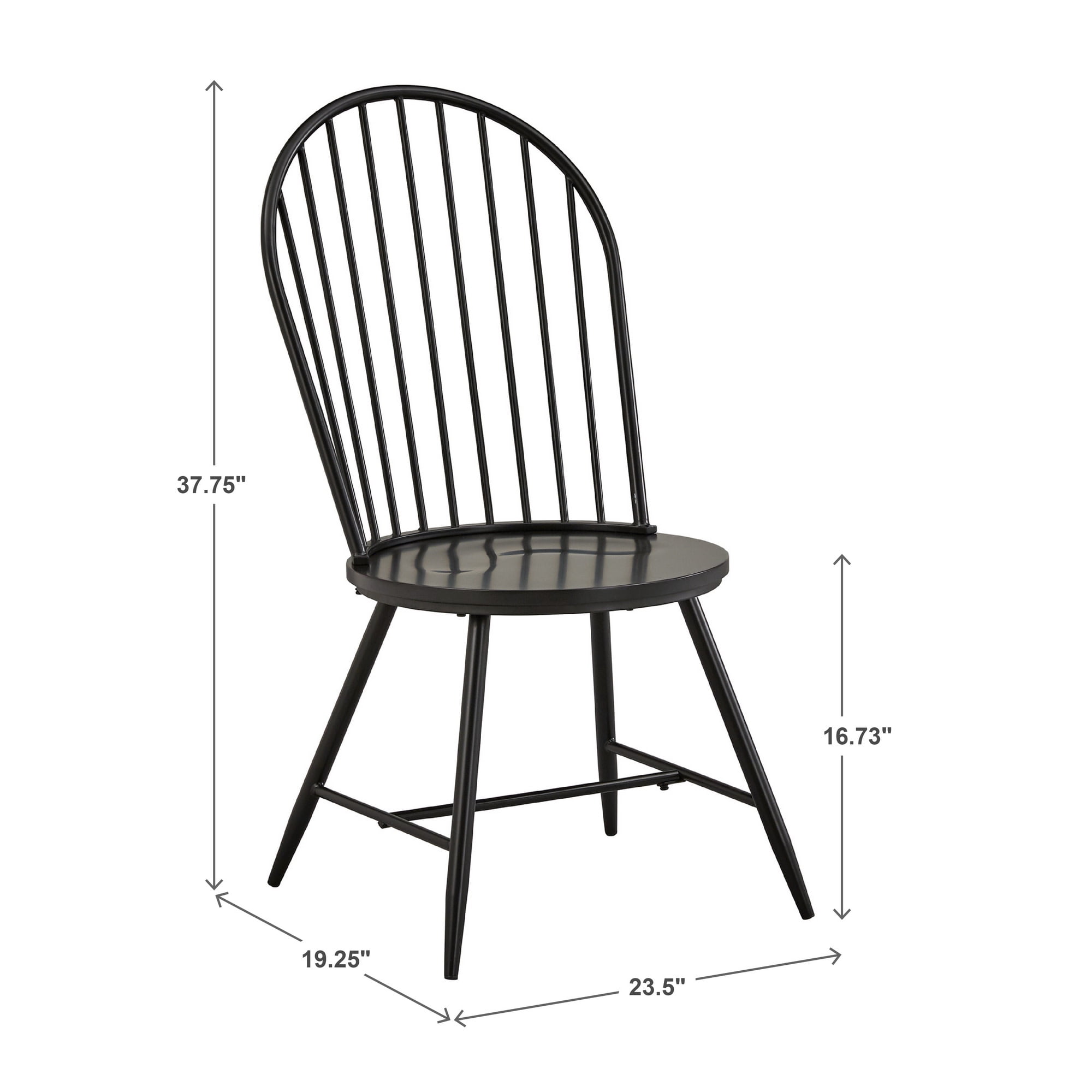 Weston Home Lydford Hoop High Back Windsor Metal Side Chair with Wood Seat, Black (Set of 2)