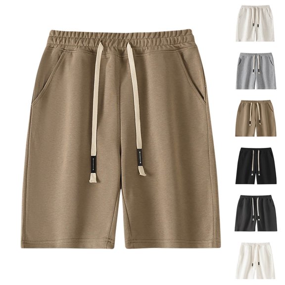 Men's Drawstring Elastic Waist Shorts, Casual Joggers, Polyester Quick Dry Lightweight, Summer Fishing, Beach Hiking, Activewear Essentials | JASKFLY,Beige L
