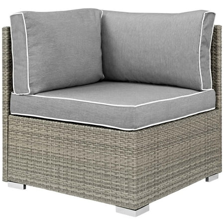 Design Rattan Furniture Modern Contemporary Urban Design Outdoor Patio Balcony Garden Furniture Sofa Corner Chair, Sunbrella Rattan Wicker, Grey Gray ()