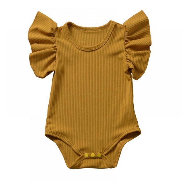 POINTERTECK Summer Newborn Baby Girls Ruffles Romper Short Sleeve Jumpsuit Knitted Romper Summer Outfits