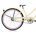 thumbnail image 6 of Wonder Wheels 26 In. Beach Cruiser Coaster Brake Single Speed Bicycle, Bike, Stainless Steel Spokes One Piece Crank Alloy Pink Rims 36 H With Fenders - Vanilla & Pink, 6 of 9