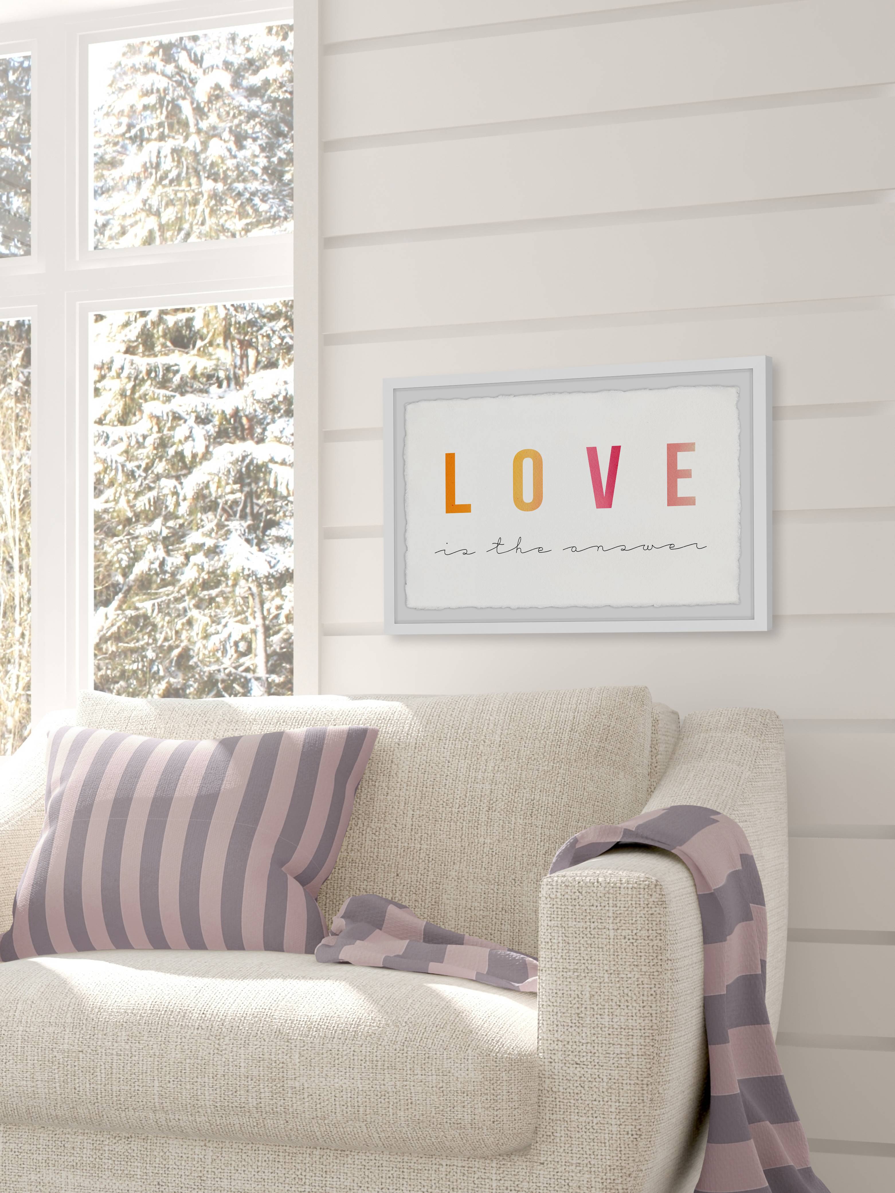 Marmont Hill Answer Is Love Framed Wall Art, 30.00" x 1.50"