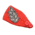 thumbnail image 1 of Crochet Headbands Winter Leaves Pattern with Pattern Headbands Rhinestones Elastic Head Protector Wide Warm Chunky Hair Accessories for Girls Red, 1 of 6