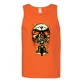 thumbnail image 2 of Flaming Motorycle Hell Fire Skull Biker | Mens Fashion Graphic Tank Top, Orange, Small, 2 of 4