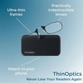 thumbnail image 6 of Always With You by ThinOptics Slim Reading Glasses with Case that Sticks to Your Phone - Ultra-Thin Armless Pocket Readers - Lightweight, Durable, Convenient - Black, 1.0x, 6 of 6
