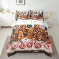 thumbnail image 2 of Feelyou Teen Gingerbread Man Bedding Comforter Set 7 Pieces, Happy New Year Full Bedding Set, Cartoon Christmas Lollipop Reversible Fitted Sheet Flat Sheet, Ultra Soft Home Decor, 2 of 7
