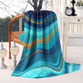 thumbnail image 2 of Blue Gold Marble Pattern Blanket,Comfortable Soft Lamb Wool Throw Blanket,All Season,Warm Lightweight Blankets for Sofa Bed Couch Living Room Chair,50"x60", 2 of 4