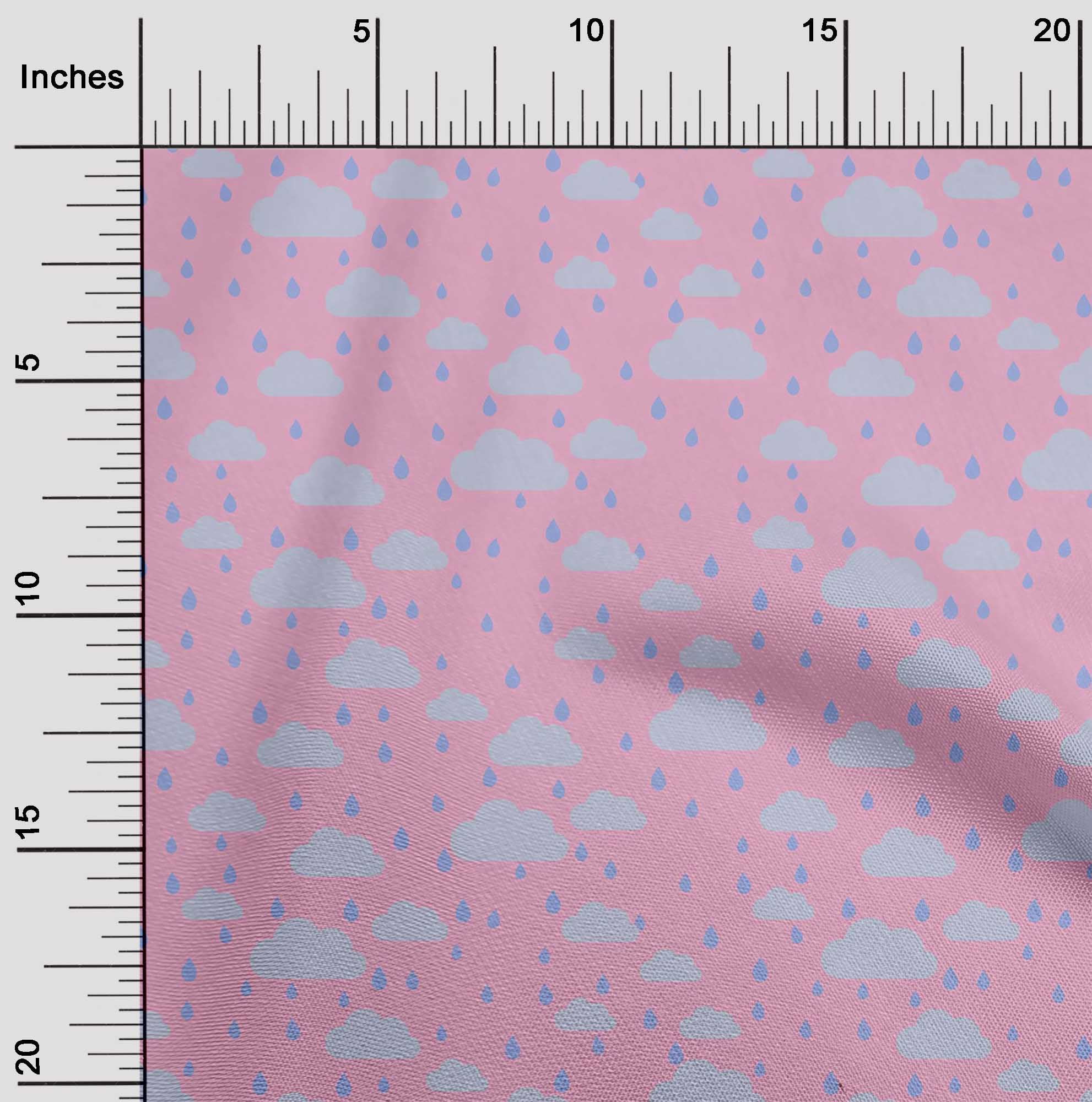 oneOone Cotton Silk Fabric Raindrop & Clouds Nature Fabric Prints by ...