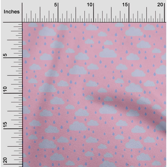 oneOone Silk Tabby Fabric Raindrop & Clouds Nature Print Fabric by The Yard 42 Inch Wide