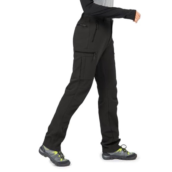 Wespornow Pantalons de Ski pour Femmes Doublés en Polaire Imperméables Pantalons de Randonnée Coquille Souple Isolés pour l'Hiver Planche à Neige Extérieur (Noir, Moyen)