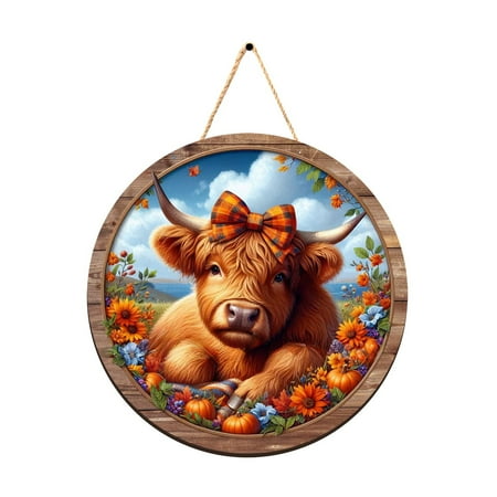 

Outdoor Decorations for Porch with Kitchen Front Door Signs Cute Hanging Decorations for Bedroom Home Sweet Home Letters Wooden Wreath Cow Horse Boho Art Design 4 Foldable Round Mat Washable