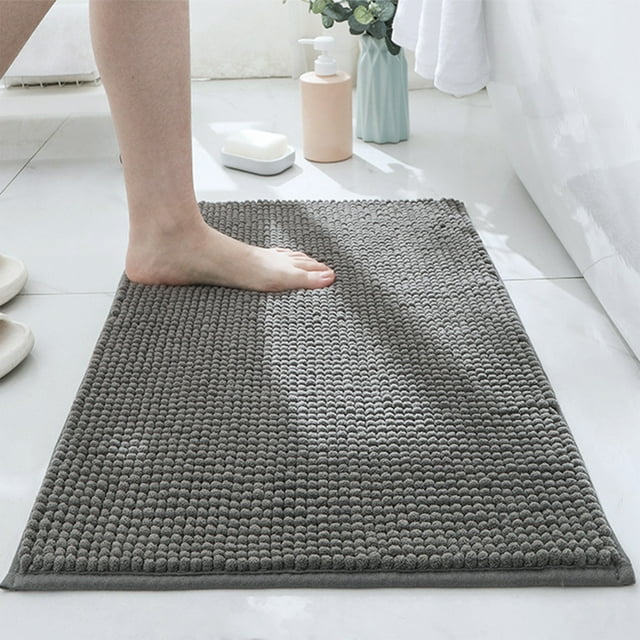 Alfombra de chenilla de pelo corto denso | Alfombra de baño suave, absorbente y antideslizante | Alfombra moderna para todas las estaciones para dormitorio y baño | 40 x 60 cm
