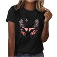 thumbnail image 2 of Sexlip Womens Short Sleeve Animal Print Crew Neck T Shirt Lightweight Fabric Casual Silhouette for Vacation Looks Black S, 2 of 4