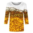 thumbnail image 4 of Pompotops T-shirt Imprimé Mode pour Femmes Manches 3/4 Mi-Longueur Blouse Col Rond Tops Décontractés Liquidation, 4 of 5