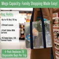 thumbnail image 4 of 4 Pack Reusable Grocery Bags, Heavy-Duty Shopping Bags with Handles, Bags for Shopping Cart with Hard Bottom to Stand Upright, Foldable, Multi-Purpose(Clear, 4 Pack), 4 of 6