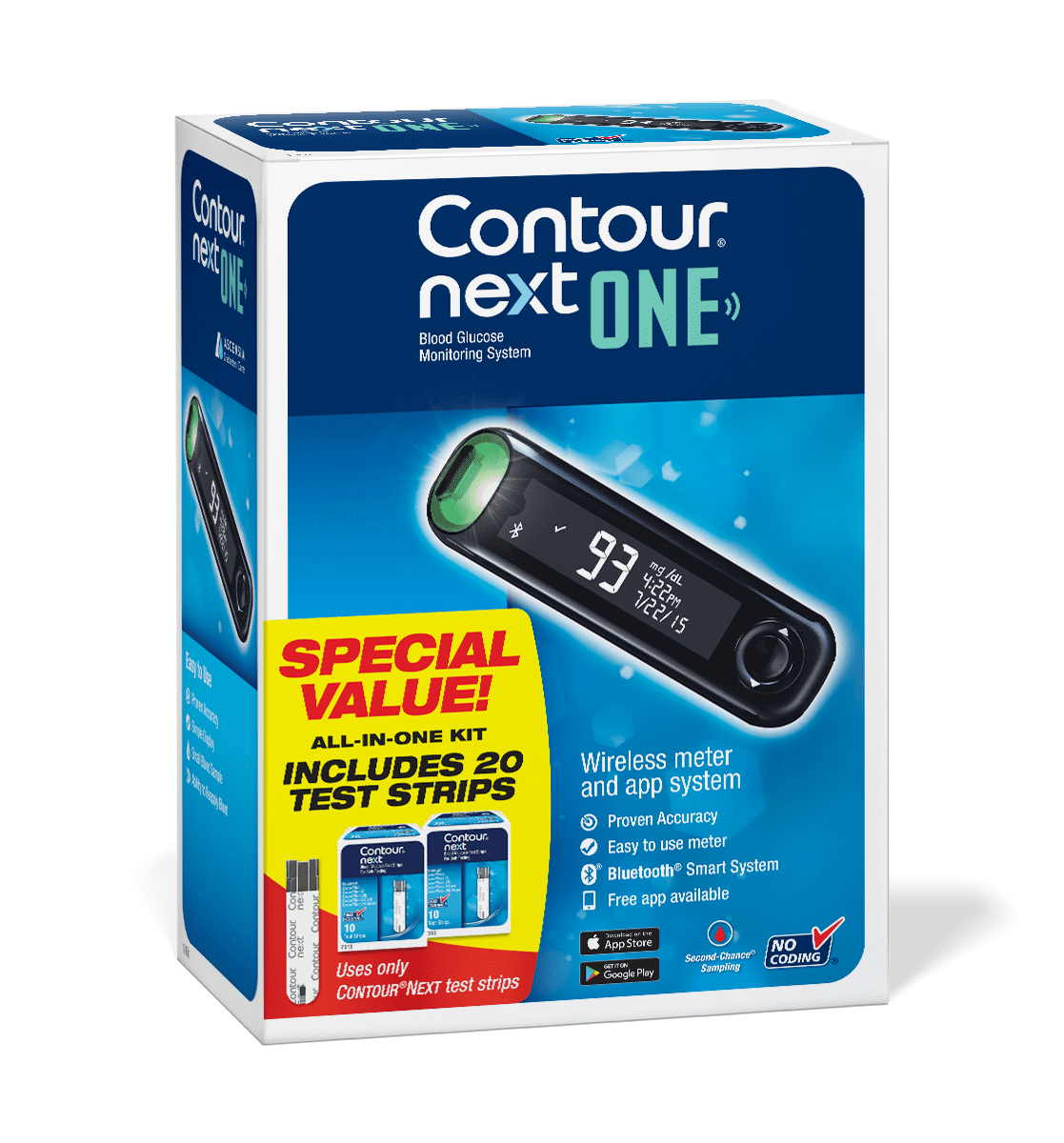 active forward Contour NEXT GEN Glucose Monitor Kit - Blood Sugar Test Kit  with 50 Contour Next Blood Glucose Test Strips & 50 Lancets for Diabetes