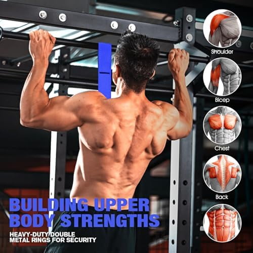 Pull Up Assistance Bands, Resistance Bands for Pull Up Bar Workout, Adjustable Heavy Duty Pull Up Assist Equipment with 4 Assistance Bands, Home Gym Fitness Exercise Strength Training Blue