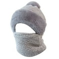 thumbnail image 2 of Upgrade Beanie Hat with Scarf for Women, Cute Plush Windproof Thermal Knitted Ski Set, All-in-One Winter Hat for Cycling, Hiking and Outdoor Cold Weather Activities - Grey, 2 of 4