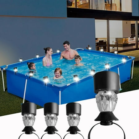 

4PCS Garden Fence Railing Tie Lights Balcony Waterproof Decorative Ambient Lights for Above Ground Pool with Frame Solar Garden Lights