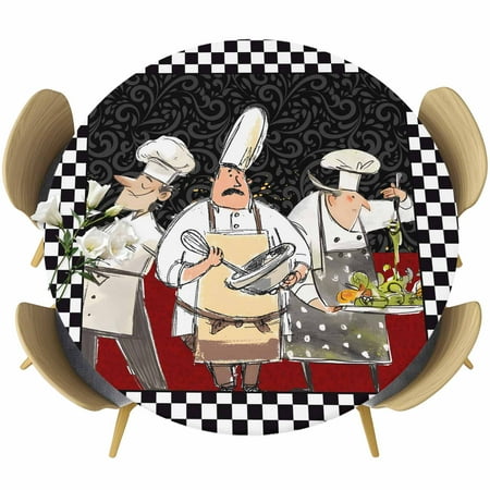 Chef Round Tablecloth Fitted Table Cover with Elastic for 36 -44 Round Tables Cartoon Cute Watercolor Cooking Black Plaid Table Cloth Outdoor Indoor Dinning Party Waterproof Tablecloths Chef Round Tablecloth Fitted Table Cover with Elastic for 36 -44 Round Tables Cartoon Cute Watercolor Cooking Black Plaid Table Cloth Outdoor Indoor Dinning Party Waterproof Tablecloths