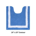 thumbnail image 4 of Better Trends 3 Piece Bathroom Rugs Set 100% Cotton Soft Bath Mat Water Absorbent, Reversible, Machine Washable, Bathroom Decor Toilet Base Contour Mat, Hotel Multi Collection - Dark Blue/White, 4 of 7
