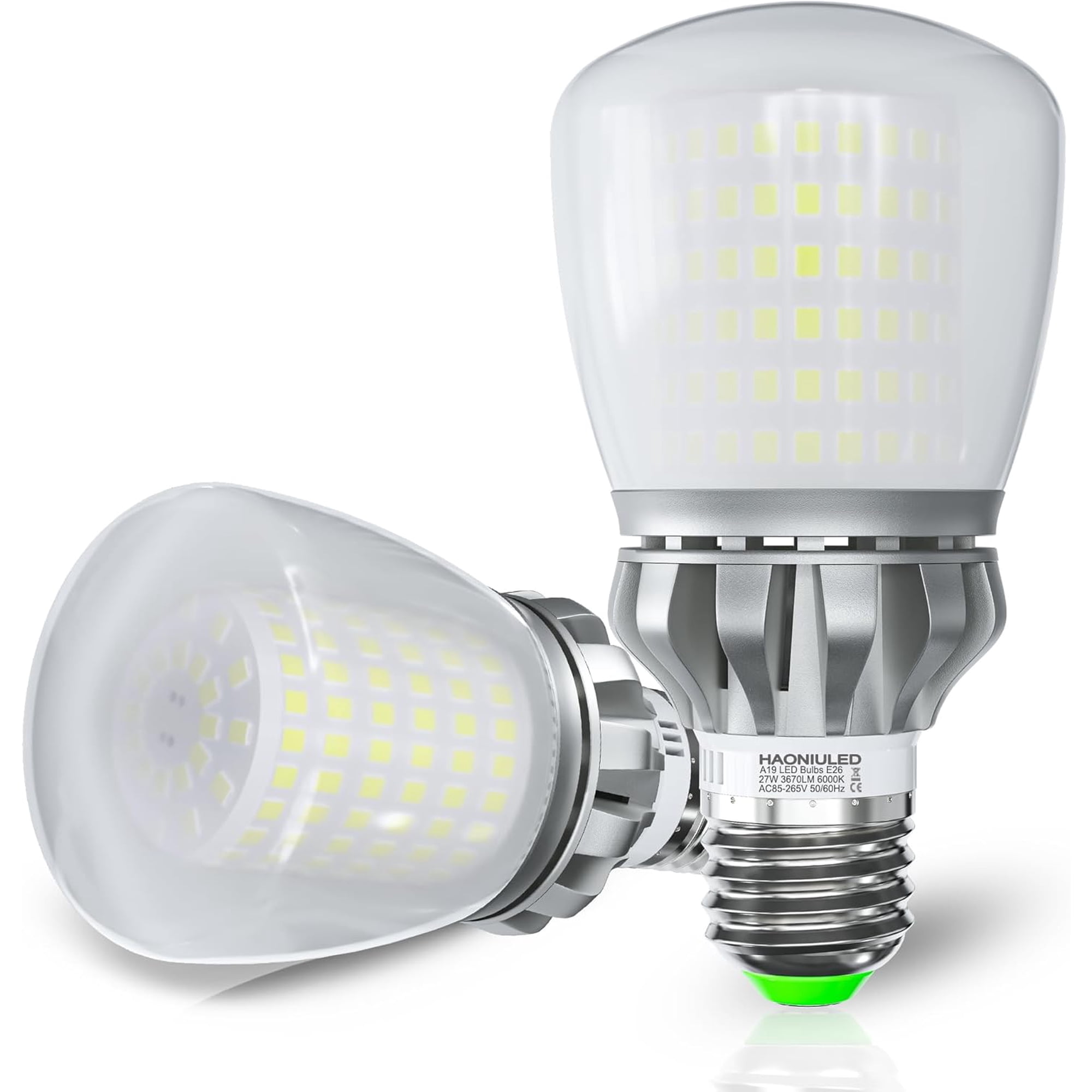 A19 LED Light Bulbs, 3670 Lumens E26 Bulb, 250W Equivalent, 6000K Cool Daylight White Non-Dimmable, 22-Year Lifetime, 27W Energy Saving for Home Office Garage