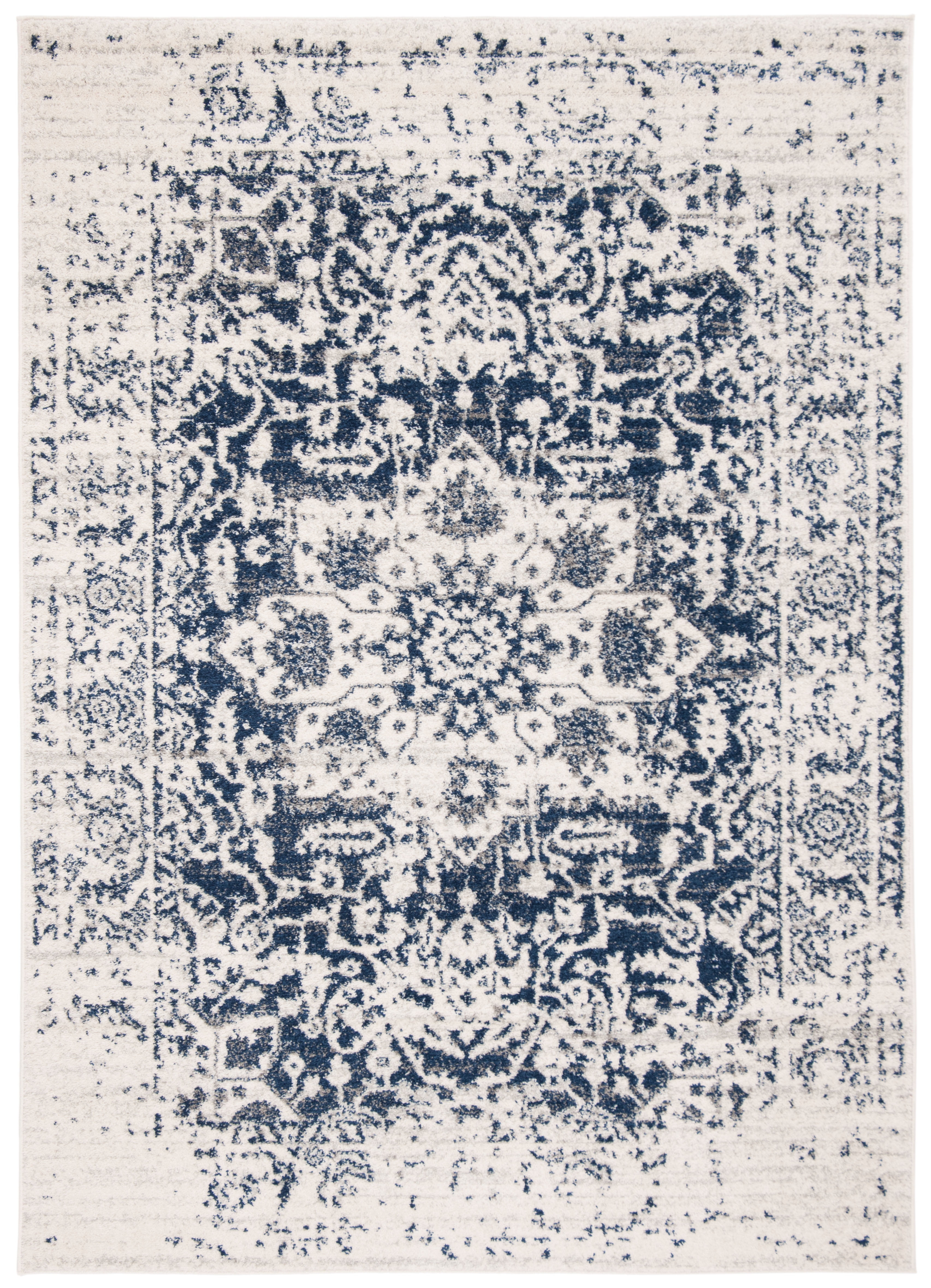 SAFAVIEH Madison Katina Oriental Area Rug, Cream/Navy, 5'3" x 7'6" - Traditional Design, Cream & Navy, Non-Shedding & Easy Cleaning, Ideal for Living Room, Bedroom, Dining Space