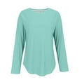 thumbnail image 4 of ManxiVoo Womens Long Sleeve Crew Neck Blouse Casual Fall Top Basic Work Shirt Comfortable Tunic Style With Belted Waist M Size Mint Green, 4 of 9