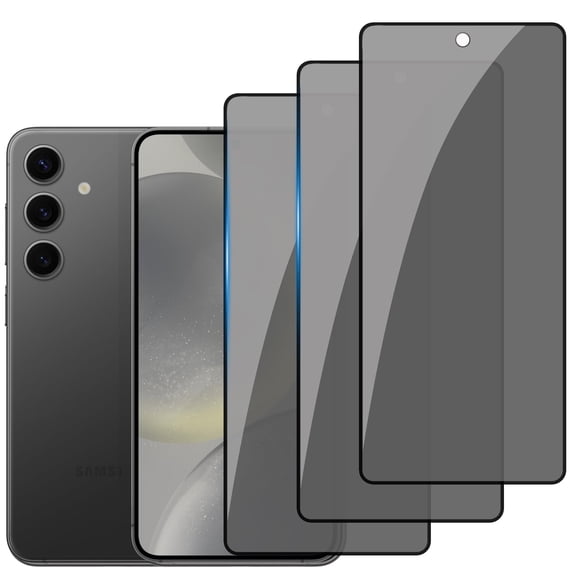 3-PACK Privacy Screen Protector Compatible with Samsung Galaxy S24, Anti Spy Black Tempered Glass Protective Film for Samsung S24 [Easy Installation] [Bubble Free] [Case Friendly]