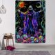 thumbnail image 4 of Tapiz de calavera con luz negra, tapices reactivos a los rayos UV, sol y luna, tapiz de esqueleto de mago gótico, tapiz de bruja colorido, tapiz de árbol vertical hippie para dormitorio (73x 95CM, 4 of 5