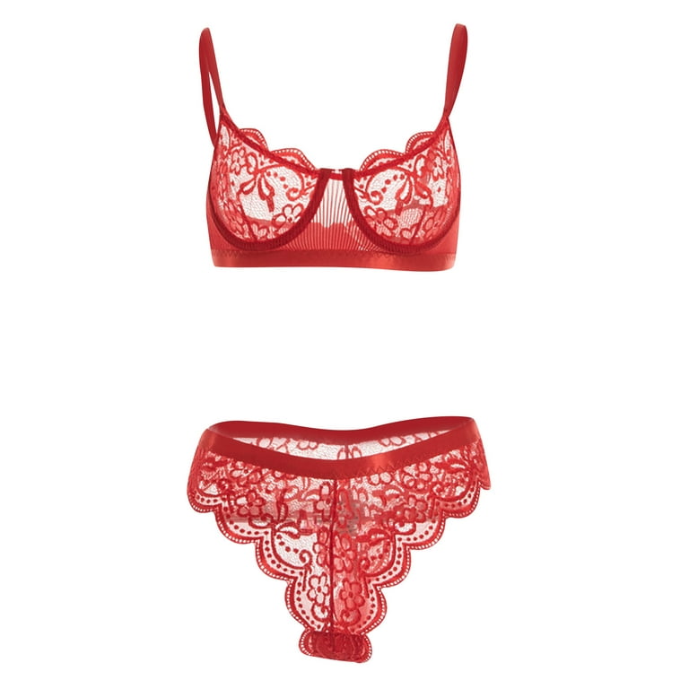 VerPetridure Thongs for Women Pack Cotton Underwear Sexy Panties for Women  Cotton Underwear Fashion Sexy Lace Bra Thong Two-piece Set Underwear Set