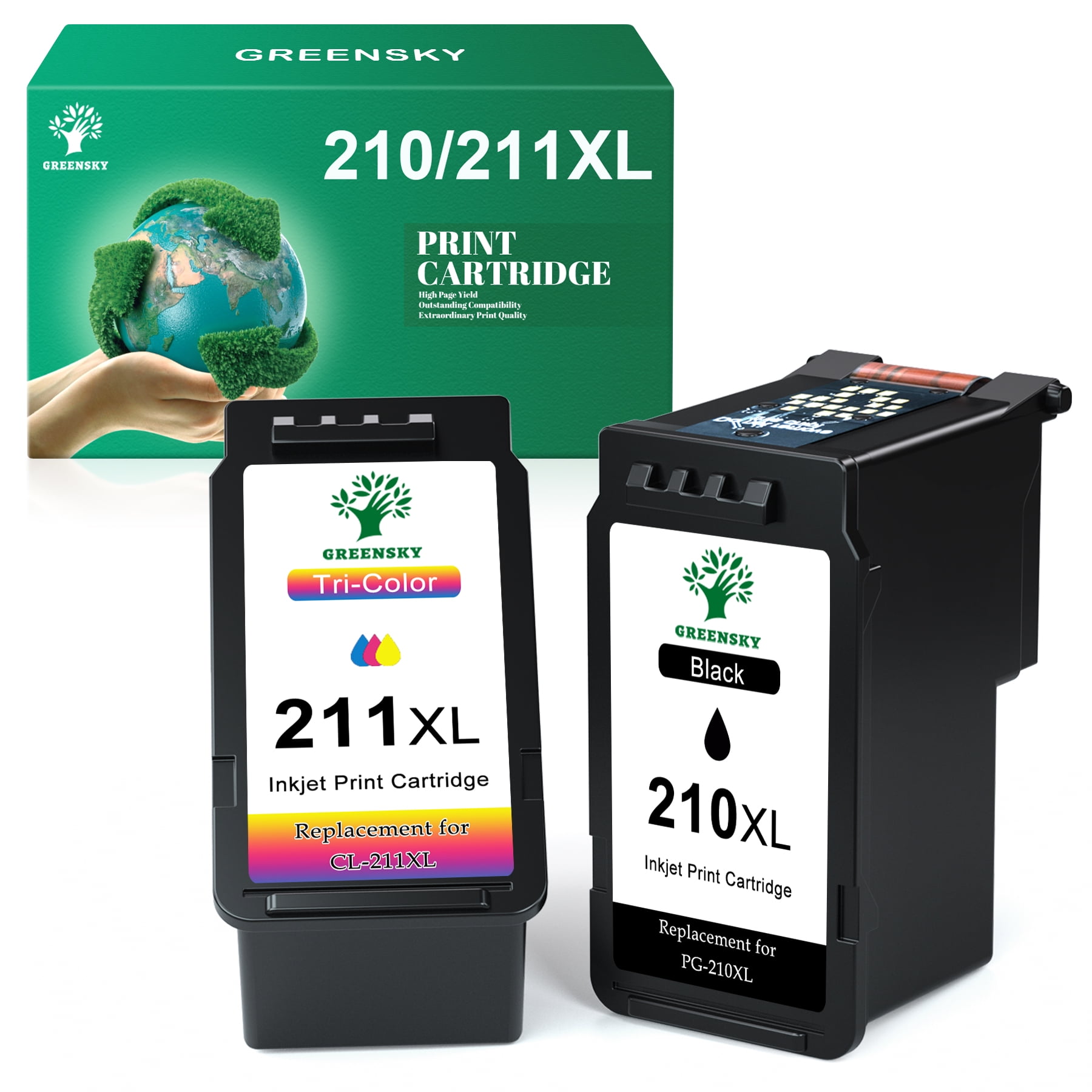 Greensky 210XL 211XL Ink Cartridges Canon Ink 210 and 211 Pack for Canon PIXMA MP490 MP480 MP280 MP250 MP240 MX410 MX340(2-Pack) - Walmart.com