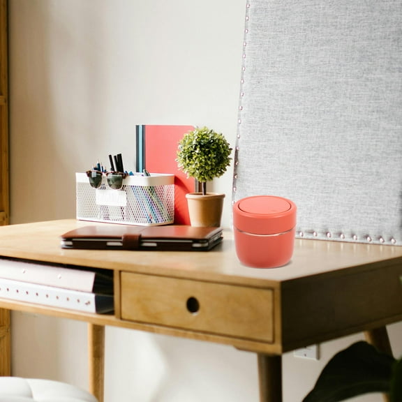 WHAMVOX Mini Trash Can with Lid Small Plastic Trash Can Countertop Garbage Can Bedside Waste Basket Rubbish Can for Desktop Office Bathroom Bedroom