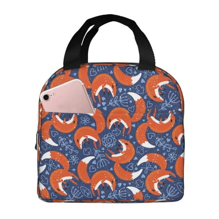 Insulated Lunch Bag for Women Men - Abstract Fox Leakproof Cooler Lunch Box for Women Men  Lunch Tote Bags for Work School Picnic Travel