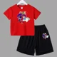 thumbnail image 4 of Conjunto de 2 piezas de camiseta y pantalones cortos de algodón para adolescentes y niños, juego de lucha, ropa deportiva de manga corta de verano para niño y niña, 4 of 5