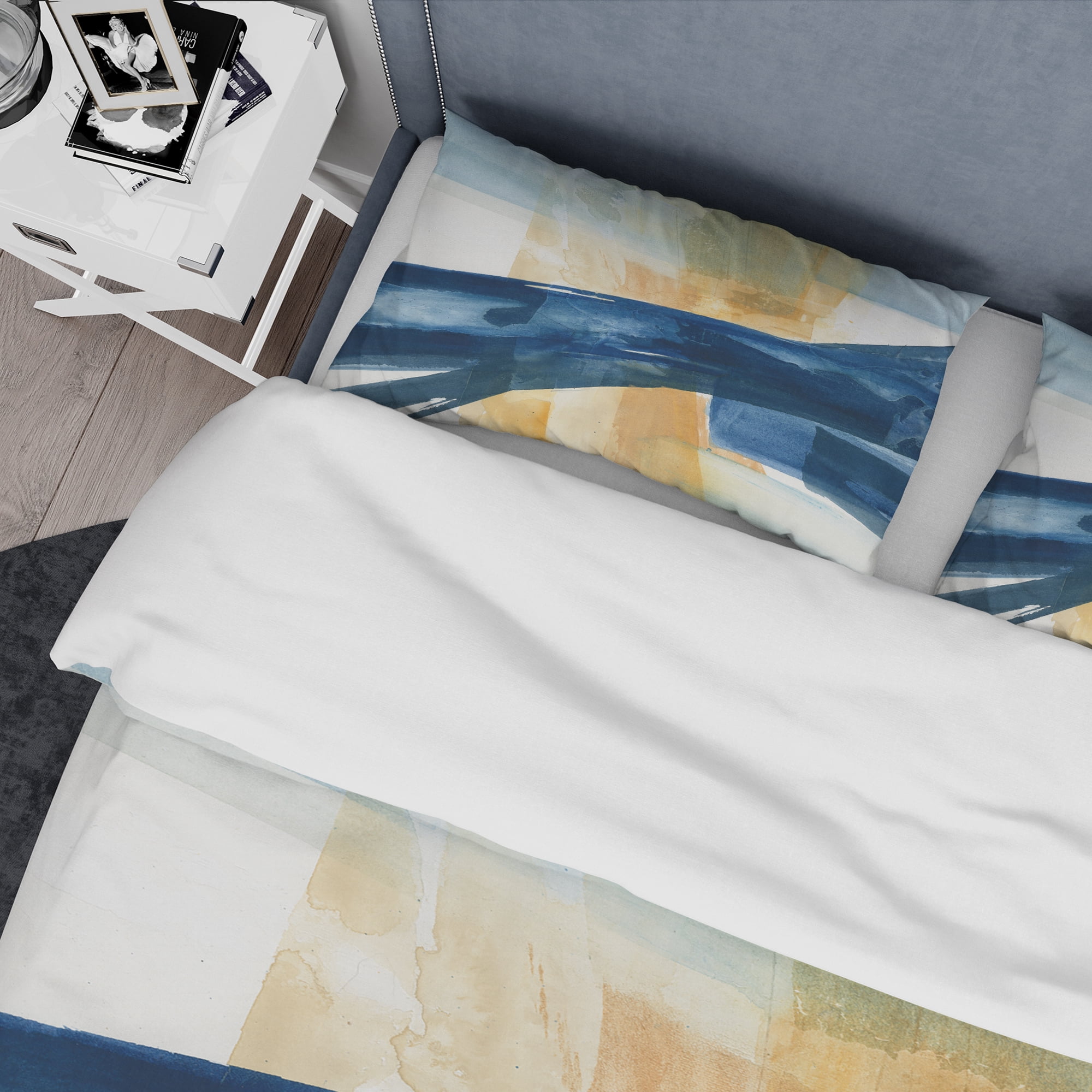 Designart 'Indigo Panel III' Geometric Duvet Cover Set