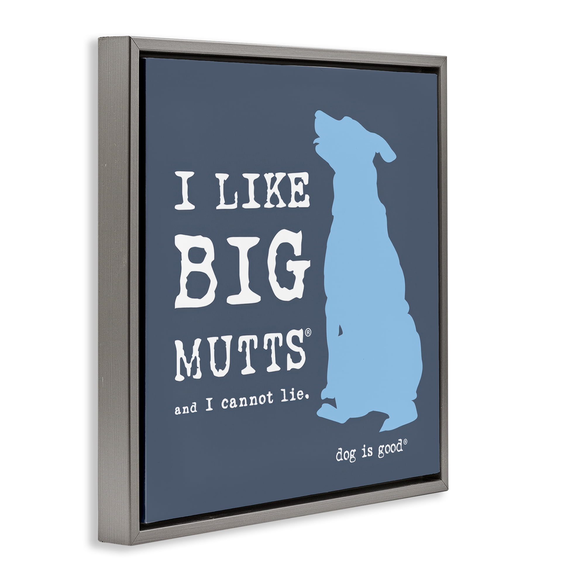 Stupell Industries Like Big Mutts Pet Humor Animals Painting Gray Floater Framed Canvas Art Print Wall Art, 25 x 25