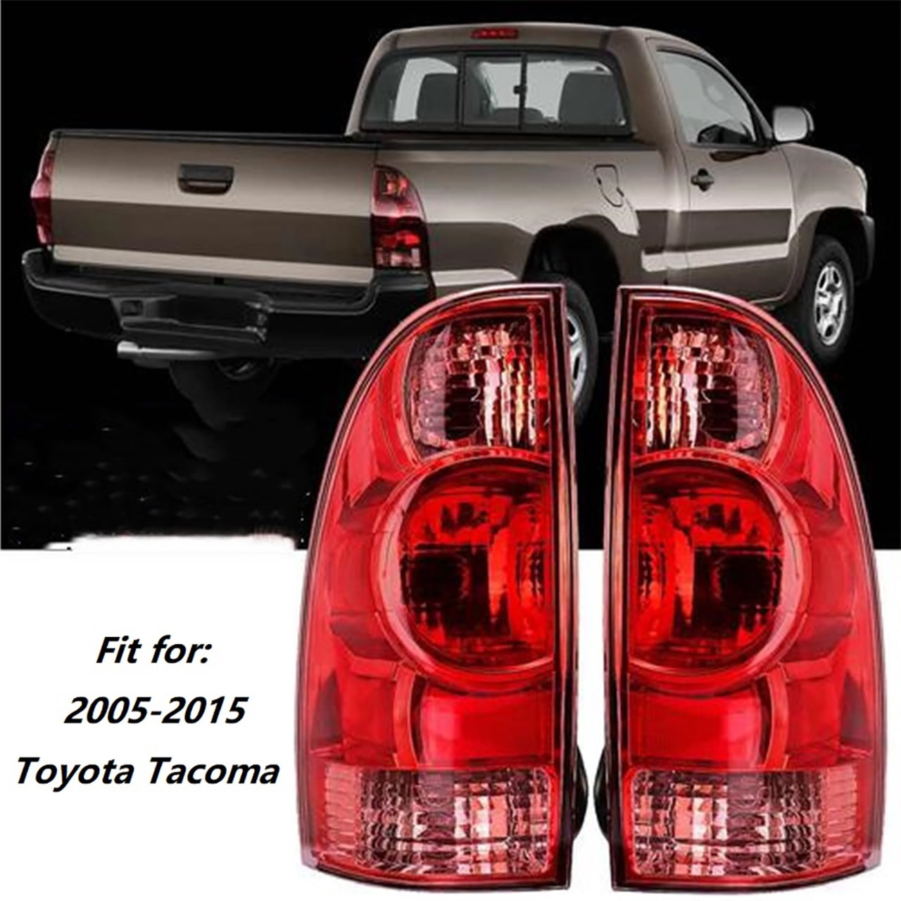 Labwork 2pcs Red Rear Tail Light Lamp Housing Assembly Fit for Toyota Tacoma 2005 2006 2007 2008 2009 2010 2012 2013 2014 2015, Rear Left & Right